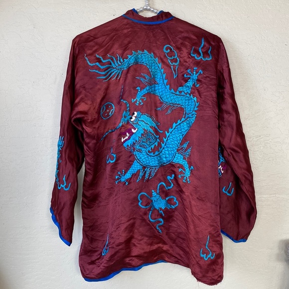 VTG Silk Chinese Dragon shirt jacket - Picture 1 of 6